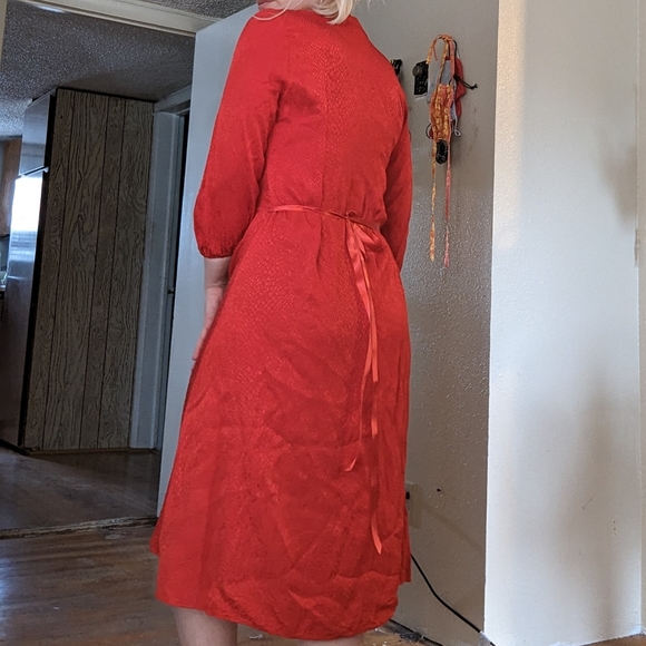 H&M Dresses Hm Snake Satin Red Wrap Style Dress Poshmark